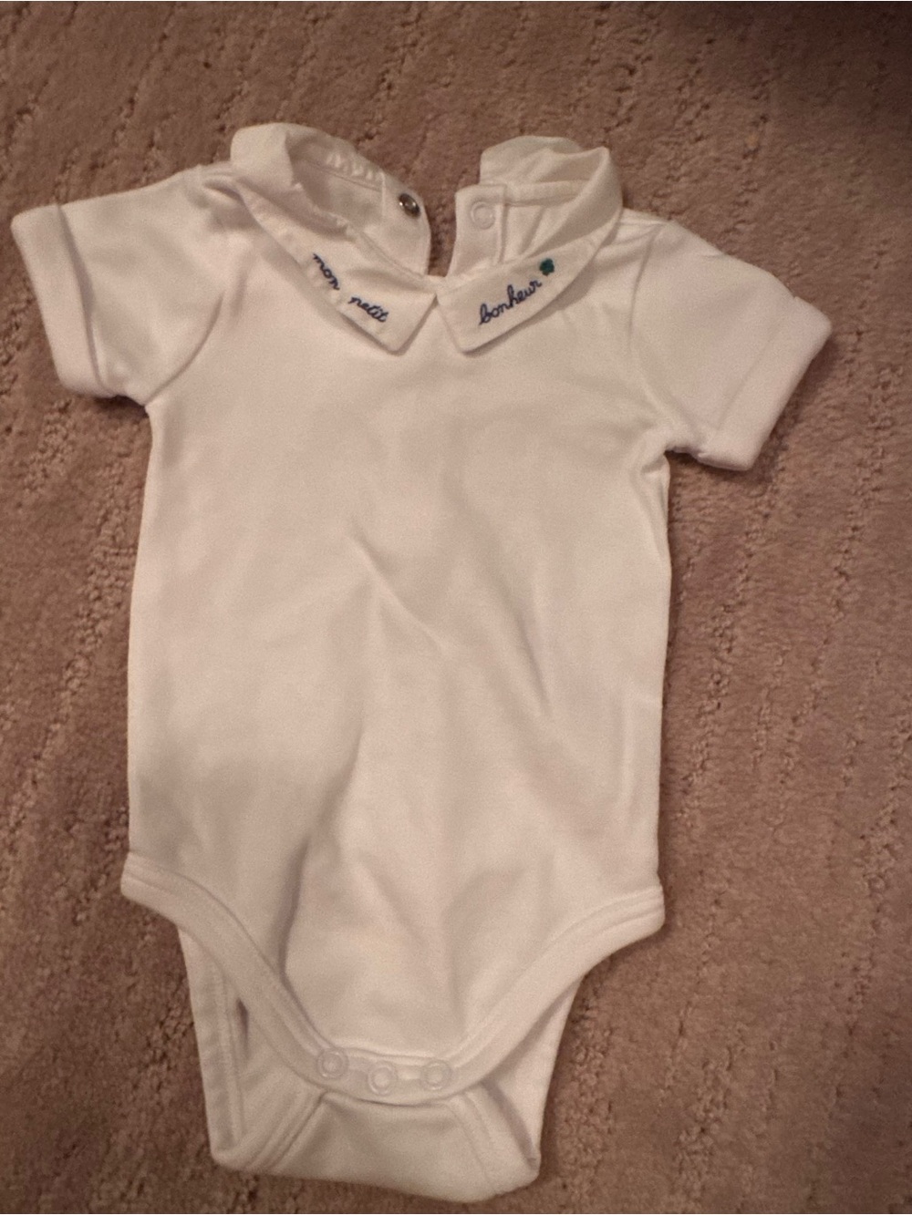 Jacadi White Polo-Collar Baby One-Piece Bodysuit